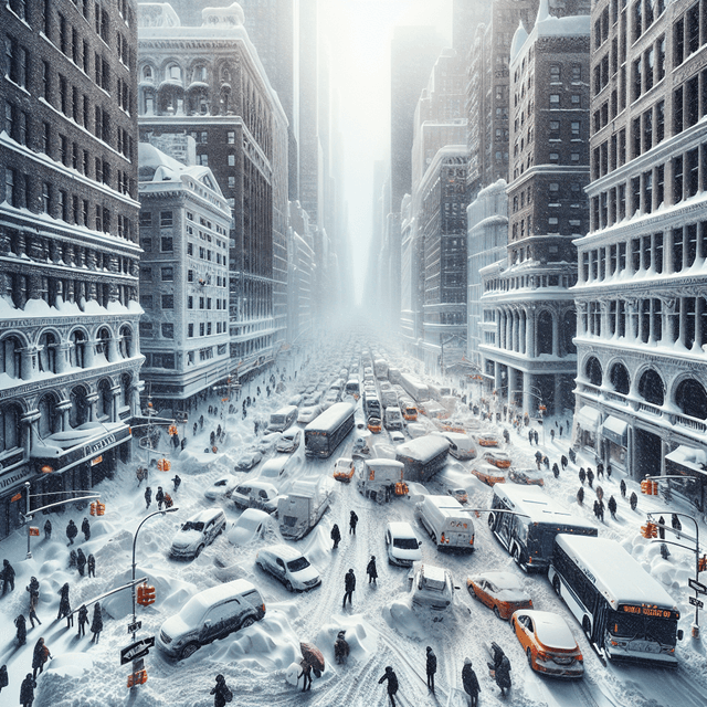 嚴重暴風雪襲擊紐約，造成交通中斷