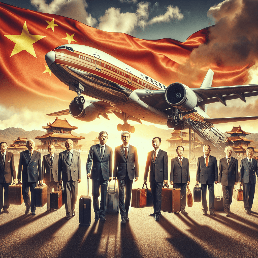 英國領導人和商業人物啟程里程碑中國訪問與斯塔莫同行