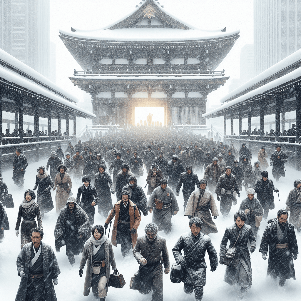 在大雪中，日本公民在最近的全國大選中投票