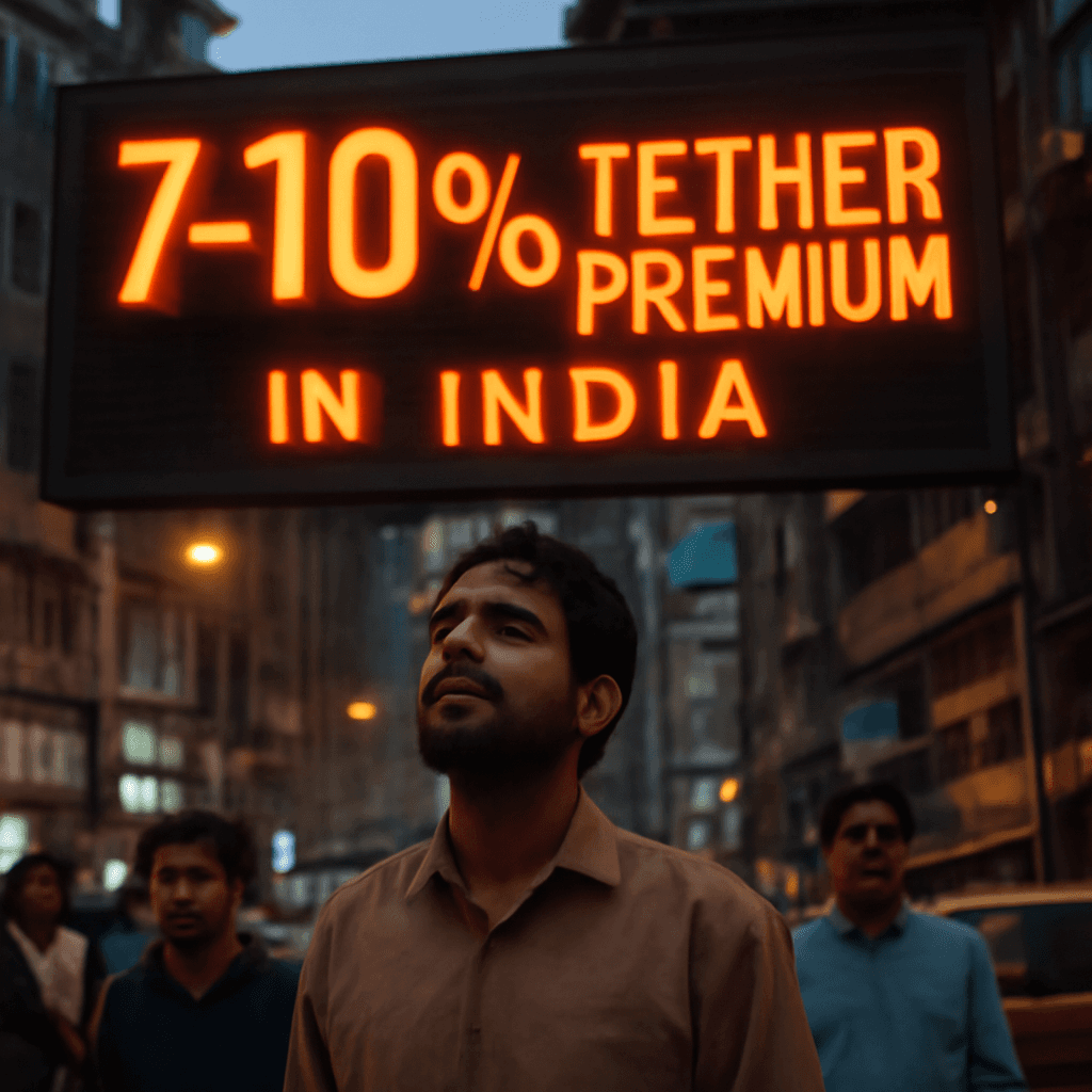 Tether 在印度以 7–10% 溢價交易；交易所指向供需關係