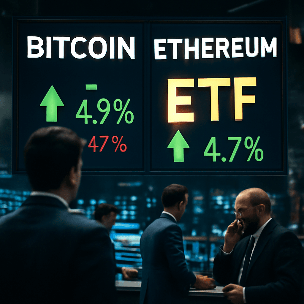 即時市場：比特幣與以太坊 ETF 資金流入拉抬主要幣種上漲最多達 5%