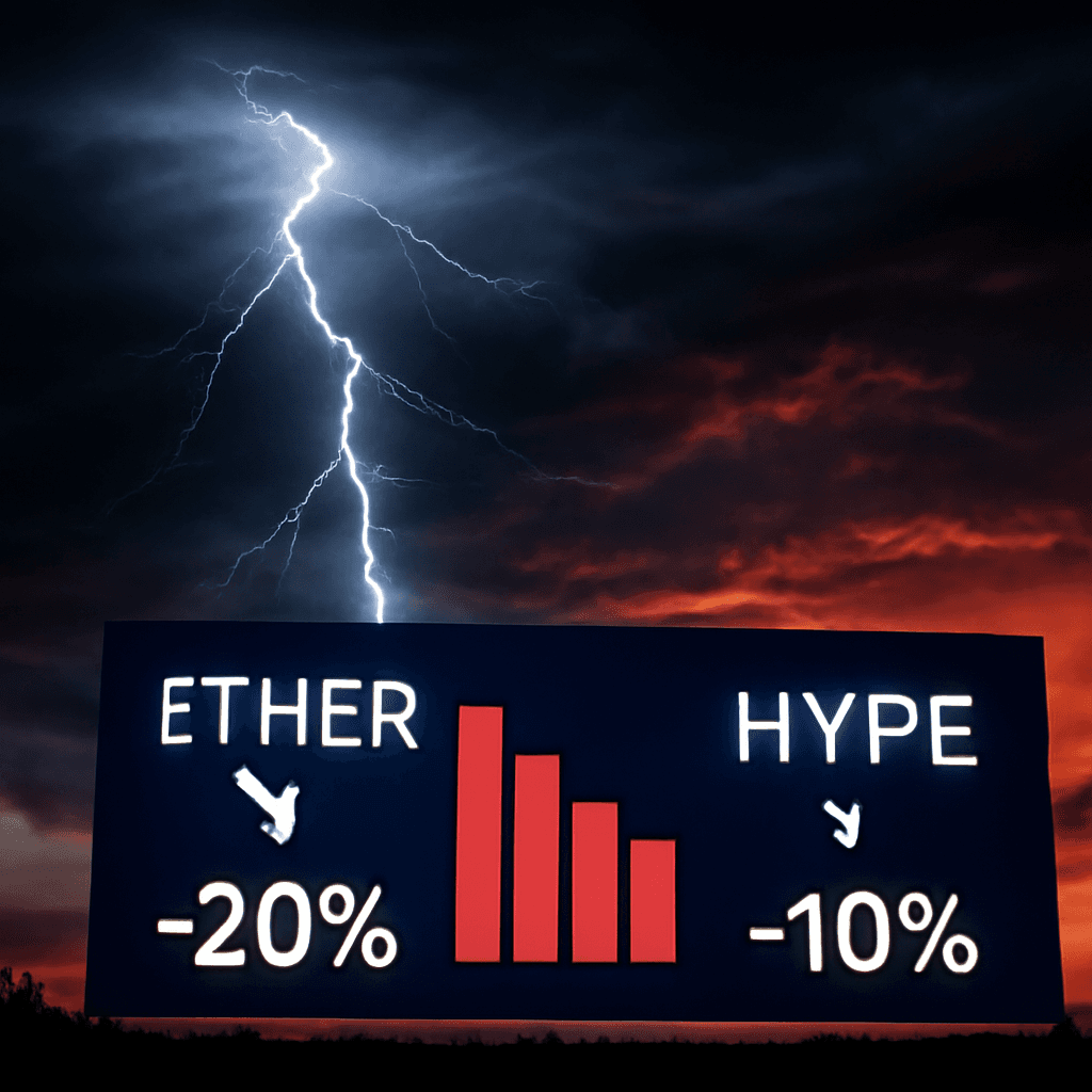 以太幣下跌幅度為比特幣的兩倍；在半導體股拋售中，HYPE 下挫 10%